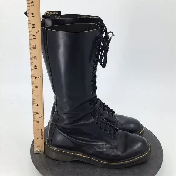 Dr. Martens 20-Eye Boots Womens Sz‎ US 10 Black Leather Combat England Vintage - Picture 5 of 9